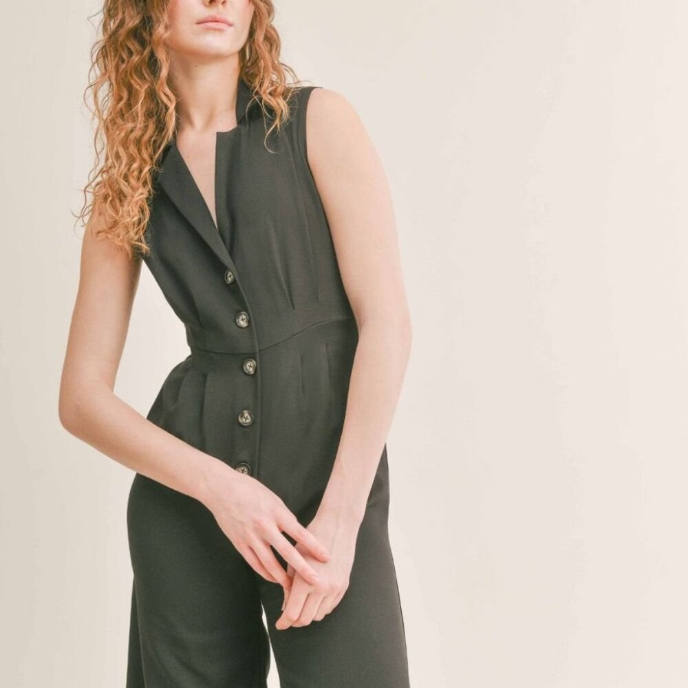 Women's Classic Monochromatic Blazer Jumpsuit | Black